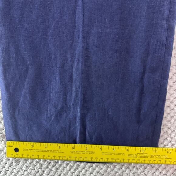 Talbots Pants Womens 8 Blue Linen High Rise Wide Leg Nautical Beach Preppy Sail - Picture 13 of 14